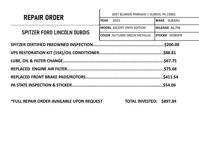 2023 Subaru Ascent Onyx Edition
