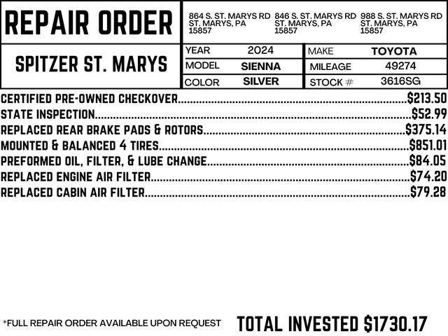 2024 Toyota Sienna LE 8 Passenger