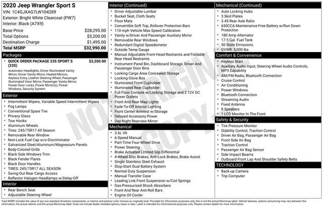 2020 Jeep Wrangler Sport S