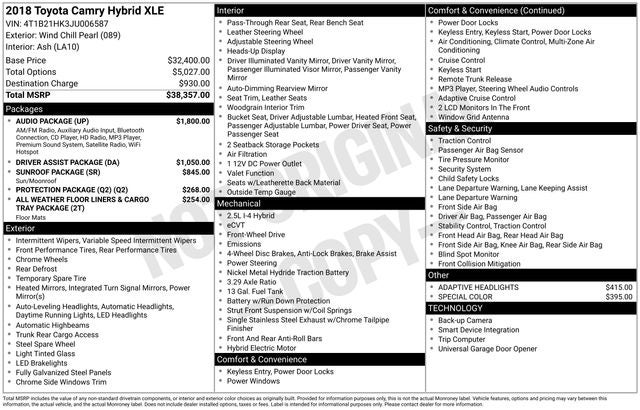 2018 Toyota Camry Hybrid XLE