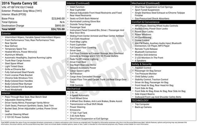 2016 Toyota Camry SE