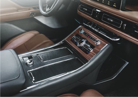 The front center console of a 2023 Lincoln Aviator® SUV is shown | Spitzer Lincoln DuBois in Du Bois PA