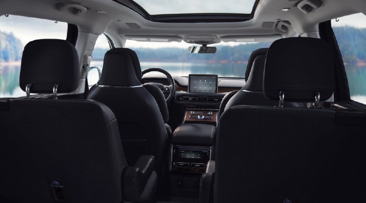The interior of a 2024 Lincoln Aviator® SUV from behind the second row | Spitzer Lincoln DuBois in Du Bois PA