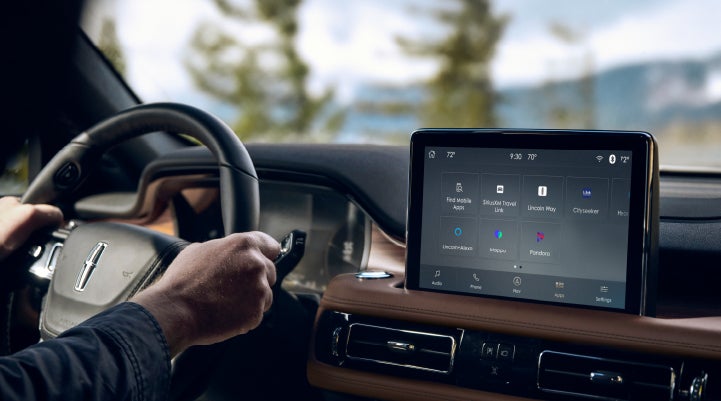 The center touchscreen of a Lincoln Aviator® SUV is shown | Spitzer Lincoln DuBois in Du Bois PA