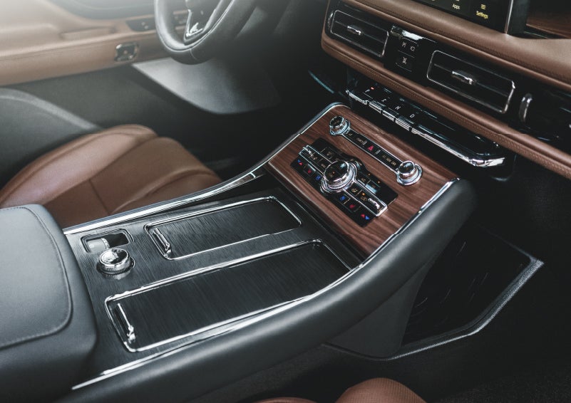 The front center console of a 2024 Lincoln Aviator® SUV is shown | Spitzer Lincoln DuBois in Du Bois PA