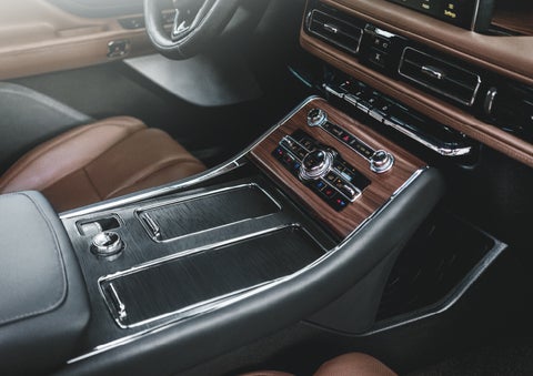 The front center console of a 2024 Lincoln Aviator® SUV is shown | Spitzer Lincoln DuBois in Du Bois PA