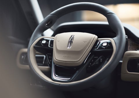 The intuitively placed controls of the steering wheel on a 2024 Lincoln Aviator® SUV | Spitzer Lincoln DuBois in Du Bois PA