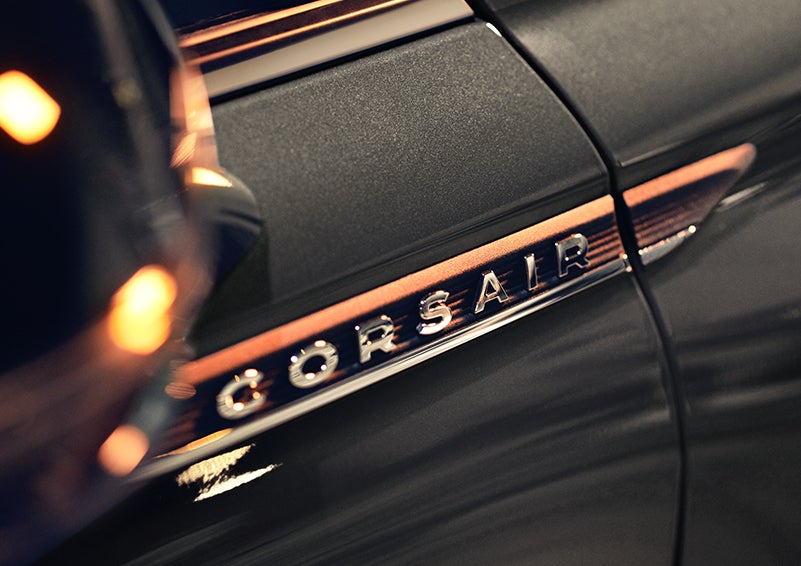 The stylish chrome badge reading “CORSAIR” is shown on the exterior of the vehicle. | Spitzer Lincoln DuBois in Du Bois PA