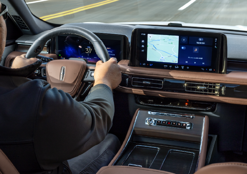 A person is driving a 2025 Lincoln Aviator® SUV from inside the cabin. | Spitzer Lincoln DuBois in Du Bois PA