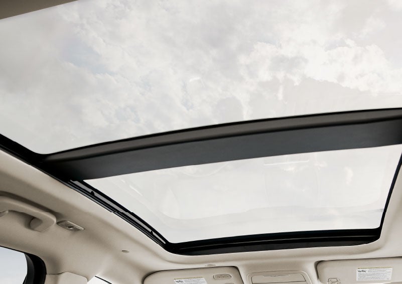 The available panoramic Vista Roof® is shown from inside a 2024 Lincoln Corsair® SUV. | Spitzer Lincoln DuBois in Du Bois PA