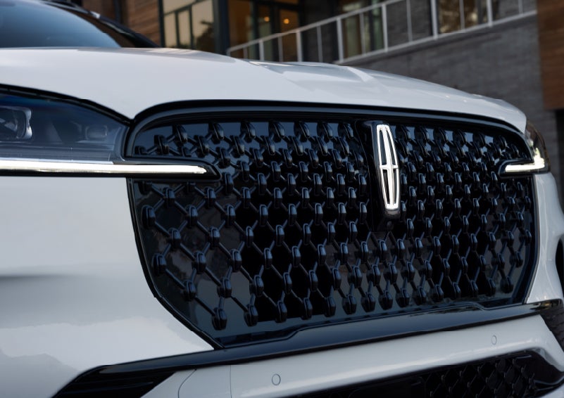 The front grille of a 2026 Lincoln Aviator® SUV is shown. | Spitzer Lincoln DuBois in Du Bois PA